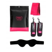 Черно-розовый эротический набор: маска, наручники и повязка - Erokay - купить с доставкой в Батайске