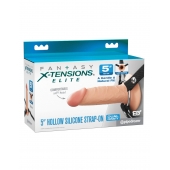 Телесный пустотелый фаллопротез 5’’ Hollow Silicone Strap-On - 14 см. - Pipedream - купить с доставкой в Батайске