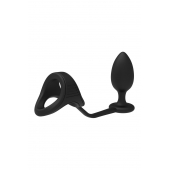 Черное эрекционное кольцо с анальной пробкой Cockstrap With Anal Plug - Dream Toys - в Батайске купить с доставкой
