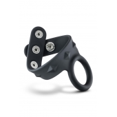 Черное эрекционное кольцо с подхватом мошонки на кнопках VS6 - Blush Novelties - в Батайске купить с доставкой