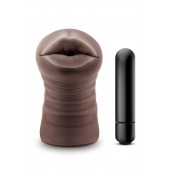 Коричневый мастурбатор-ротик Krystal Vibrating Masturbator - Blush Novelties - в Батайске купить с доставкой