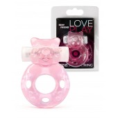 Розовое эрекционное виброкольцо в форме мишки - 1137 - в Батайске купить с доставкой