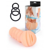 Телесный мастурбатор-вагина с эрекционными кольцами в комплекте - Sexy Girl - в Батайске купить с доставкой