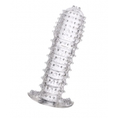 Гелевая прозрачная насадка c шипами - 12 см. - Toyfa Basic - в Батайске купить с доставкой