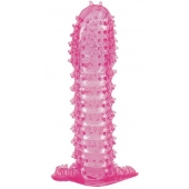 Гелевая розовая насадка с шипами - 12 см. - Toyfa Basic - в Батайске купить с доставкой