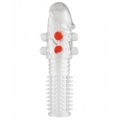 Гелевая прозрачная насадка с шариками и шипами - 14 см. - Toyfa Basic - в Батайске купить с доставкой