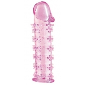 Гелевая розовая насадка на фаллос с шипами - 12 см. - Toyfa Basic - в Батайске купить с доставкой