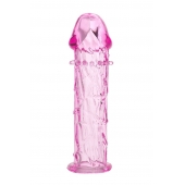 Гладкая розовая насадка с усиками под головкой - 12,5 см. - Toyfa Basic - в Батайске купить с доставкой