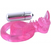Розовая вибронасадка со стимулятор клитора   Язычок - Toyfa Basic - в Батайске купить с доставкой