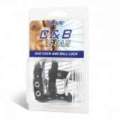 Утяжка на пенис на замочке Duo Cock And Ball Lock - BlueLine - купить с доставкой в Батайске