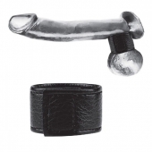 Чёрная утяжка на мошонку 1  Velcro Ball Stretcher - BlueLine - купить с доставкой в Батайске
