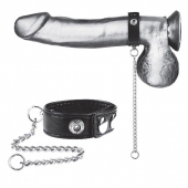 Утяжка на пенис с поводком Snap Cock Ring With 12  Leash - BlueLine - купить с доставкой в Батайске