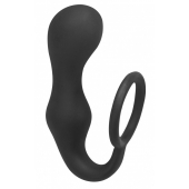 Чёрное эрекционное кольцо с анальной пробкой Double Pleasure Anal Plug - Lola Games - в Батайске купить с доставкой