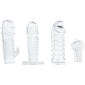 Набор из 4 насадок на член Pleasured Penis Enhancement Sleeve 4 Pack - XR Brands - в Батайске купить с доставкой