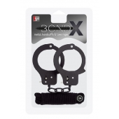 Чёрные наручники из листового металла в комплекте с веревкой BONDX METAL CUFFS LOVE ROPE SET - Dream Toys - купить с доставкой в Батайске