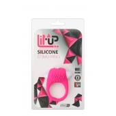 Розовое эрекционное кольцо с щеточкой LIT-UP SILICONE STIMU RING 5 - Dream Toys - в Батайске купить с доставкой