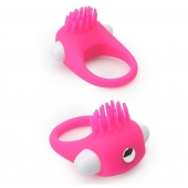 Розовое эрекционное кольцо с щеточкой LIT-UP SILICONE STIMU RING 5 - Dream Toys - в Батайске купить с доставкой