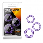 Набор из 3 фиолетовых эрекционных колец Stay Hard Beaded Cockrings - Blush Novelties - в Батайске купить с доставкой
