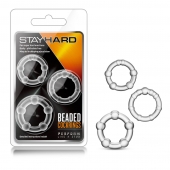 Набор из 3 прозрачных эрекционных колец Stay Hard Beaded Cockrings - Blush Novelties - в Батайске купить с доставкой