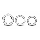 Набор из 3 прозрачных эрекционных колец Stay Hard Beaded Cockrings - Blush Novelties - в Батайске купить с доставкой