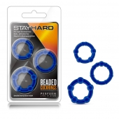 Набор из 3 синих эрекционных колец Stay Hard Beaded Cockrings - Blush Novelties - в Батайске купить с доставкой