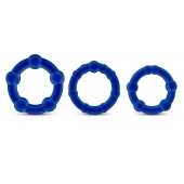 Набор из 3 синих эрекционных колец Stay Hard Beaded Cockrings - Blush Novelties - в Батайске купить с доставкой