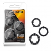 Набор из 3 чёрных эрекционных колец Stay Hard Beaded Cockrings - Blush Novelties - в Батайске купить с доставкой