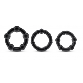 Набор из 3 чёрных эрекционных колец Stay Hard Beaded Cockrings - Blush Novelties - в Батайске купить с доставкой