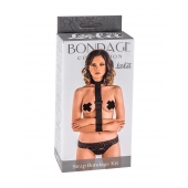 Ошейник с длинной лентой и наручниками Strap Bondage Kit Plus Size - Lola Games - купить с доставкой в Батайске