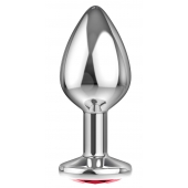 Большая серебристая анальная пробка Diamond Red Sparkle Large с красным кристаллом - 8 см. - Lola Games - купить с доставкой в Батайске