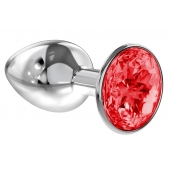 Малая серебристая анальная пробка Diamond Red Sparkle Small с красным кристаллом - 7 см. - Lola Games - купить с доставкой в Батайске