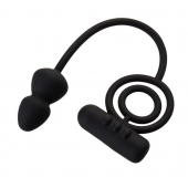 Чёрное эрекционное кольцо с вибропулькой и анальным хвостом - Erotist Adult Toys - в Батайске купить с доставкой