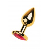 Золотистая анальная пробка с кристаллом-сердцем - 7,5 см. - ToyFa - купить с доставкой в Батайске