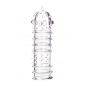 Прозрачная насадка на пенис TOYFA A-Toys с ребрами и точками - 15,3 см. - A-toys - в Батайске купить с доставкой