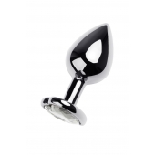 Серебристая анальная пробка с прозрачным кристаллом-сердцем - 8 см. - ToyFa - купить с доставкой в Батайске