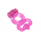 Розовое эрекционное кольцо Rings Treadle с подхватом - Lola Games - в Батайске купить с доставкой