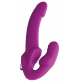 Ярко-розовый безремневой вибрострапон Evoke Vibrating Strapless Silicone Strap-on Dildo - XR Brands - купить с доставкой в Батайске