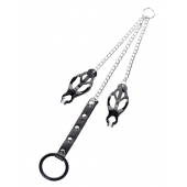 Черно-серебристые зажимы для сосков с кольцом для пениса TOYFA Metal - ToyFa - купить с доставкой в Батайске