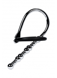 Серебристый уретральный плаг-бусины TOYFA Metal с мягким фиксириющим кольцом - ToyFa - купить с доставкой в Батайске