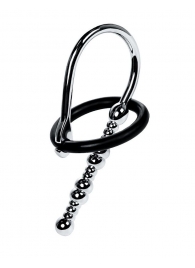 Серебристый уретральный плаг-бусины TOYFA Metal с мягким фиксириющим кольцом - ToyFa - купить с доставкой в Батайске