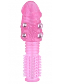 Стимулирующая розовая насадка с шишечками и шипами - 13,5 см. - Toyfa Basic - в Батайске купить с доставкой