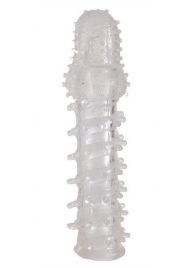 Прозрачная, закрытая насадка с шипами и точками - 13,5 см. - Toyfa Basic - в Батайске купить с доставкой