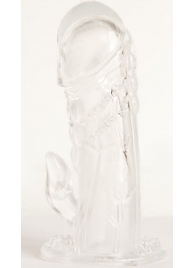 Прозрачная гелевая насадка с клиторальным отростком - 13 см. - Toyfa Basic - в Батайске купить с доставкой