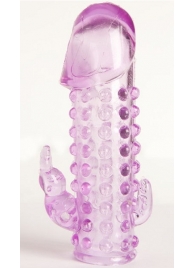 Закрытая фиолетовая насадка с 2 отростками - 13 см. - Toyfa Basic - в Батайске купить с доставкой