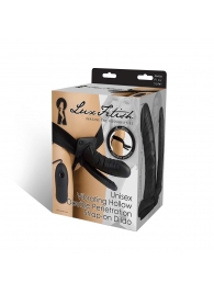 Полый страпон с двумя отростками и вибрацией Unisex Vibrating Hollow Strap-On Double Penetrating Dildo - 17,8 см. - Lux Fetish - купить с доставкой в Батайске