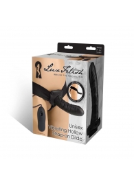 Чёрный полый страпон с вибрацией Unisex Vibrating Hollow Strap-On - 14 см. - Lux Fetish - купить с доставкой в Батайске