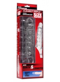 Прозразная закрытая насадка на пенис с поддержкой мошонки Clearly Ample Penis Enhancer - 22 см. - XR Brands - в Батайске купить с доставкой