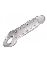 Прозразная закрытая насадка на пенис с поддержкой мошонки Clearly Ample Penis Enhancer - 22 см. - XR Brands - в Батайске купить с доставкой