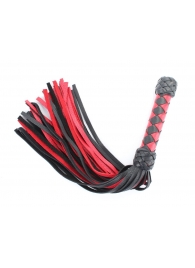 Черно-красная клеть с плетеной ручкой с ромбовидным узором - 45 см. - БДСМ Арсенал - купить с доставкой в Батайске