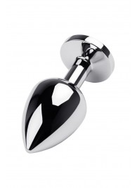 Серебристая коническая анальная пробка с красным кристаллом - 8 см. - ToyFa - купить с доставкой в Батайске